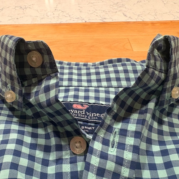 Vineyard Vines Boys' Gingham Plaid Button-Down Shirt – Size L (16) - Picture 5 of 6